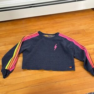 Aviator Nation Cropped Bolt Crew Sweatshirt Size Medium